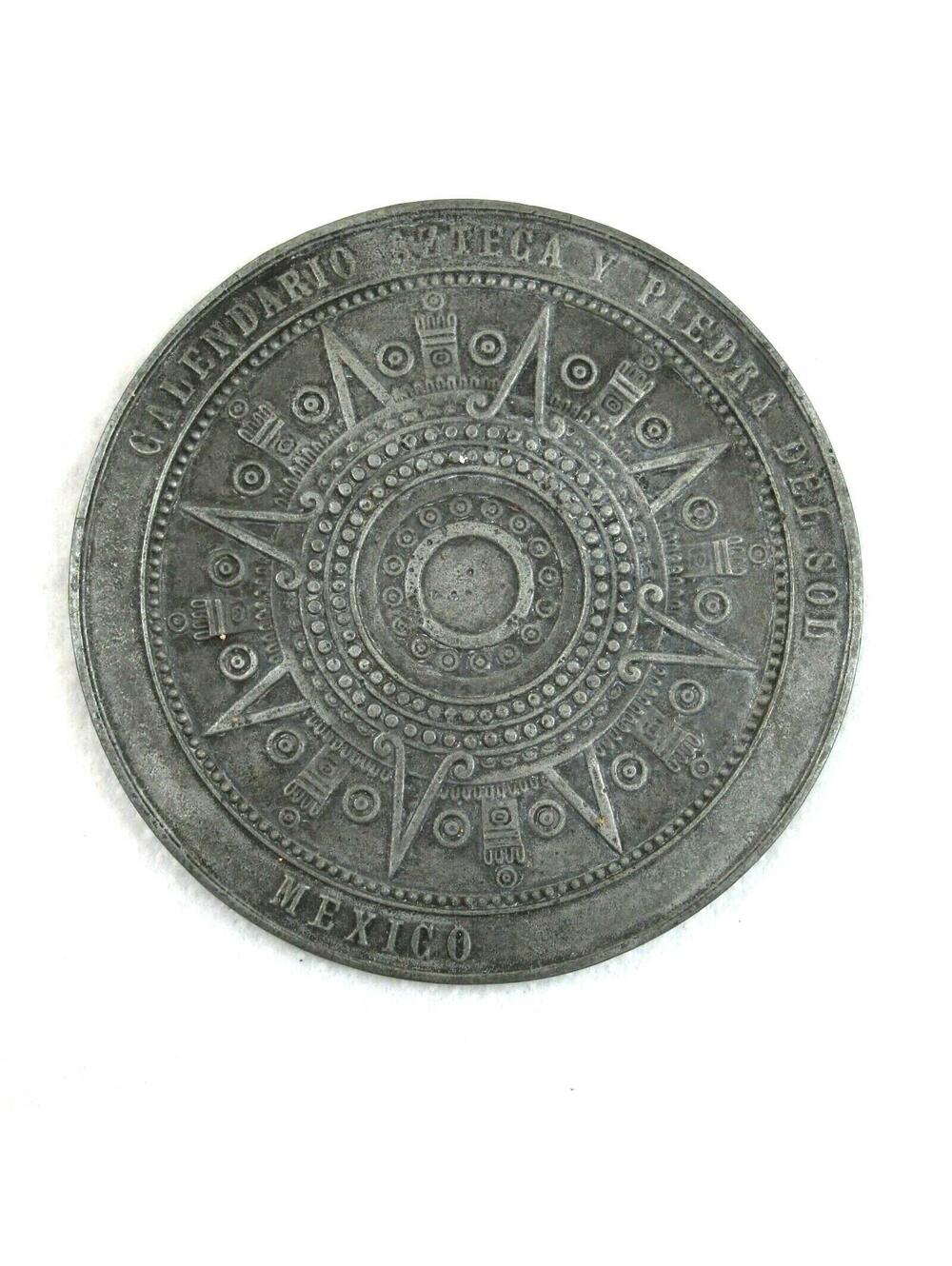 Aztec Calendar Medallion 3" Medal Coin Calendario Azteca Piedra Del Sol Mexico